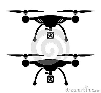 Aerial drone, quadcopter with camera icon sign â€“ Vector Illustration